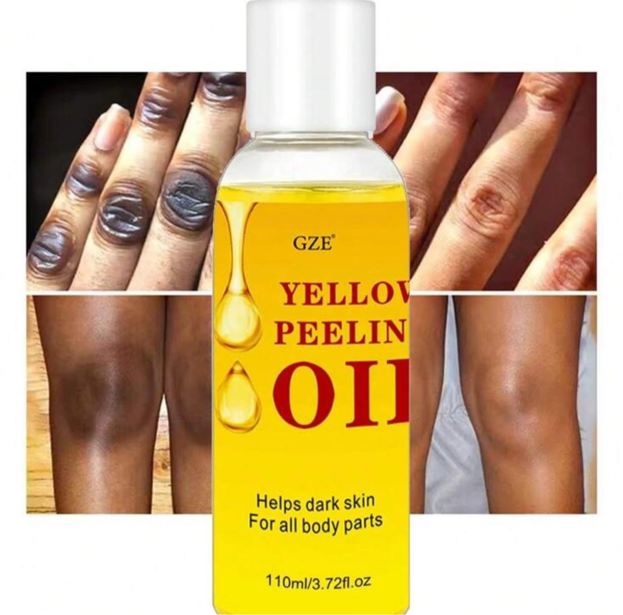 1PC Extra Strong Yellow Peeling Oil for Inner, Thighs, Body, Hand, Fade Dark Spots & Brightening Skin 110ml
- Effective Skin Brightening Treatment